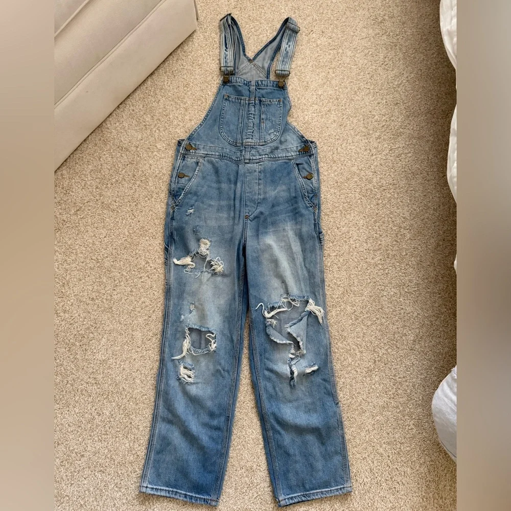 BDG Urban Outfitters Ryder Boyfriend Overall Light Wash Vintage Slash Size 4 - Picture 2 of 11